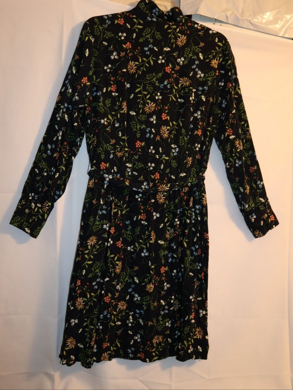 J.Jill Women’s Dark Navy Floral Long Sleeve Midi Shirt Dress Size Small - Picture 8 of 12